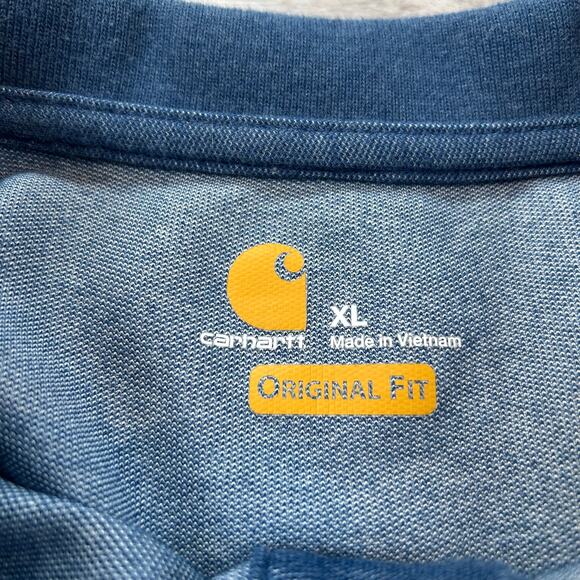 Carhartt Men’s Polo Shirt XL Heather Navy Original Fit Work Pocket Tee - Picture 7 of 7